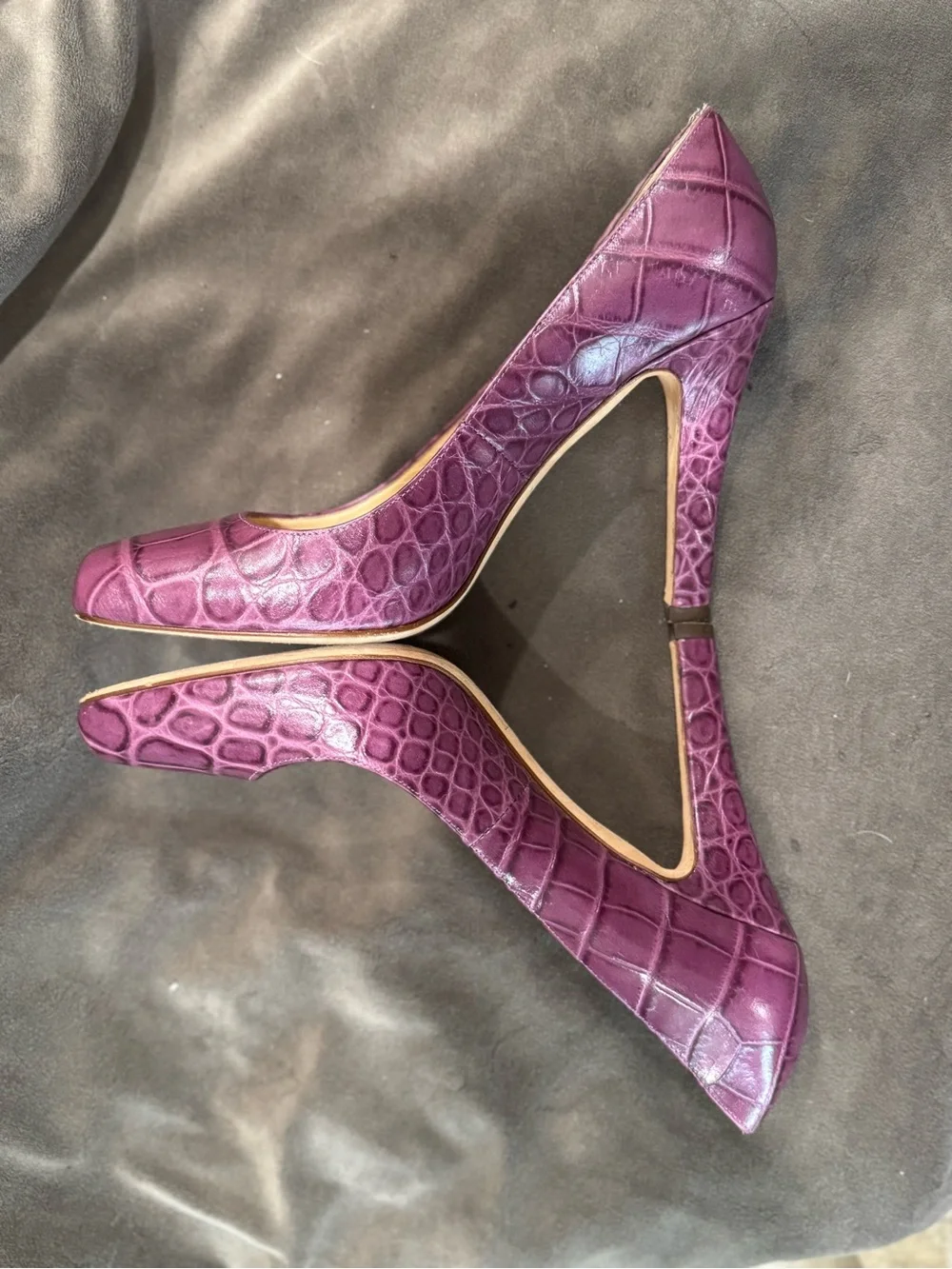 Kate Spade Purple Croc-Embossed Leather High Heel Pumps
